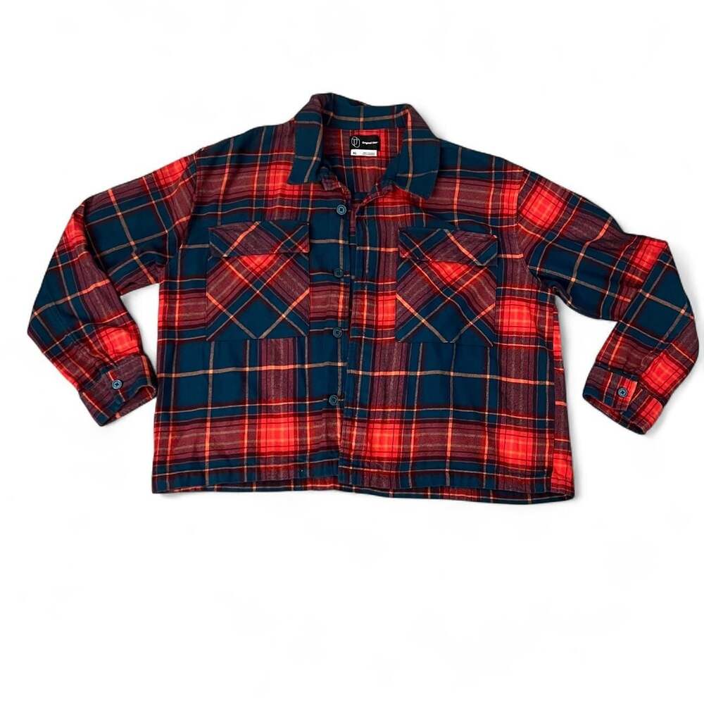 Original Use Red and Blue Green Plaid Flannel Shirt XL